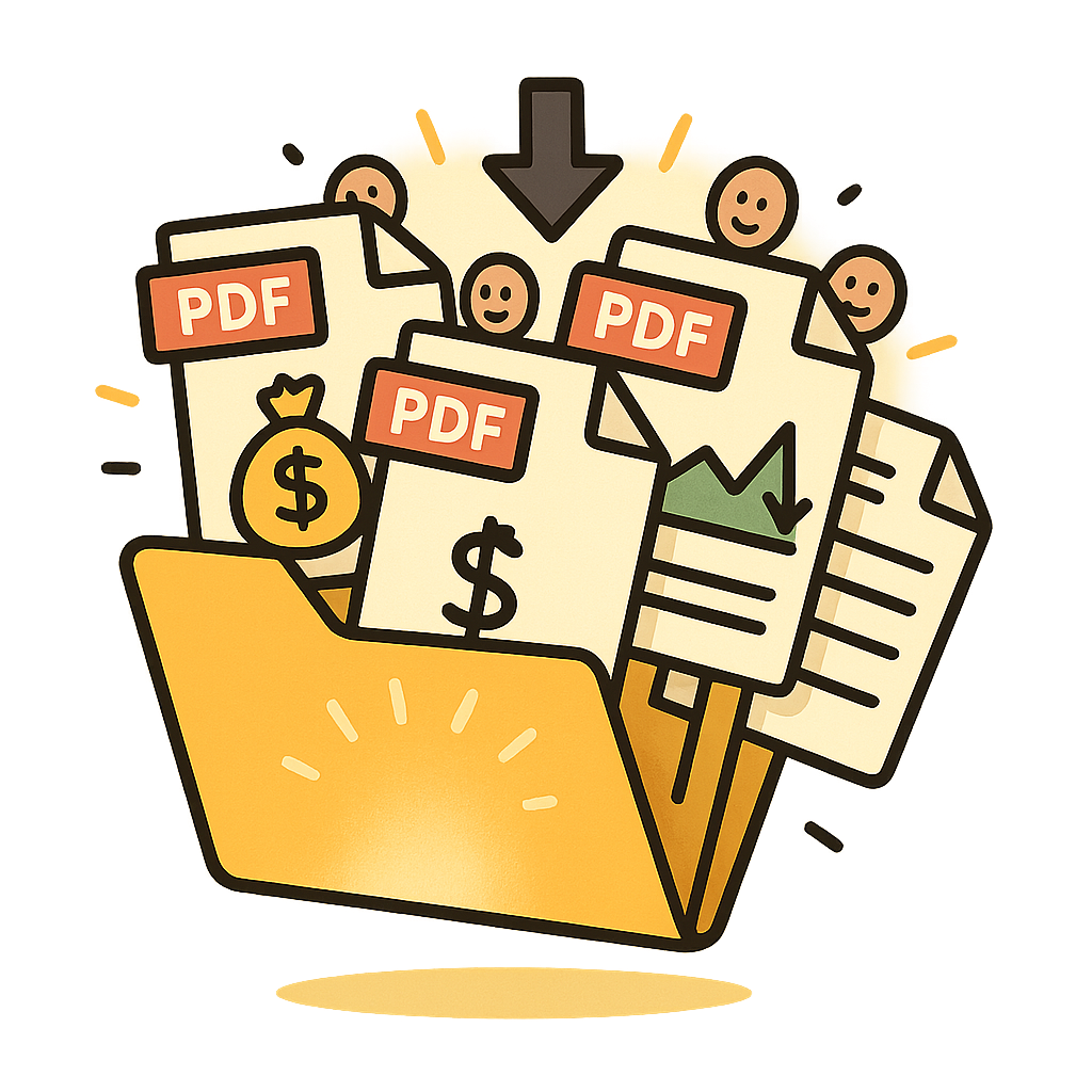 Crypto Survival PDFs – No Fluff, Just Tools A golden folder bursting with crypto-themed PDF files, emojis, and dollar icons — representing free downloadable guides for surviving meme coins, spotting scams, learning charts, and avoiding rookie mistakes in the Solana jungle. No email required, just ra